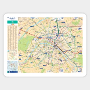 Paris Subway Map (with Streets) - France Sticker